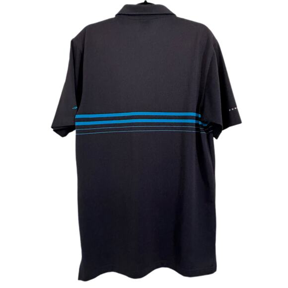 Dunning Golf Mens Short Sleeve Striped Polo Size L Black Collar Pullover Shirt - Picture 3 of 7